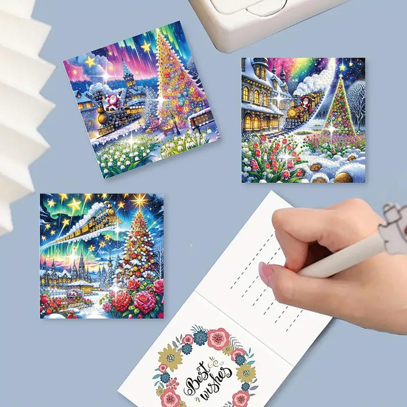 6 Pcs Diamond Art Christmas Greeting Cards - Handmade DIY Creative Kit for Stress Relief, Art Creation & Unique Gift, Relaxing Craft Activity for Family & Friends (Style A) - Image 2